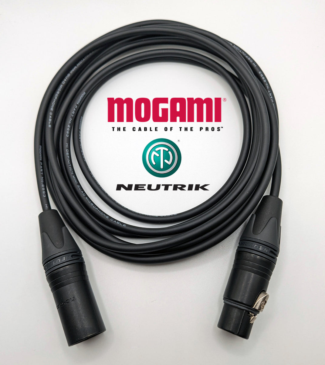 Mogami QUAD 2534 Headphone Extension Cable – 15ft With Neutrik Connectors – Gold Plated, Black