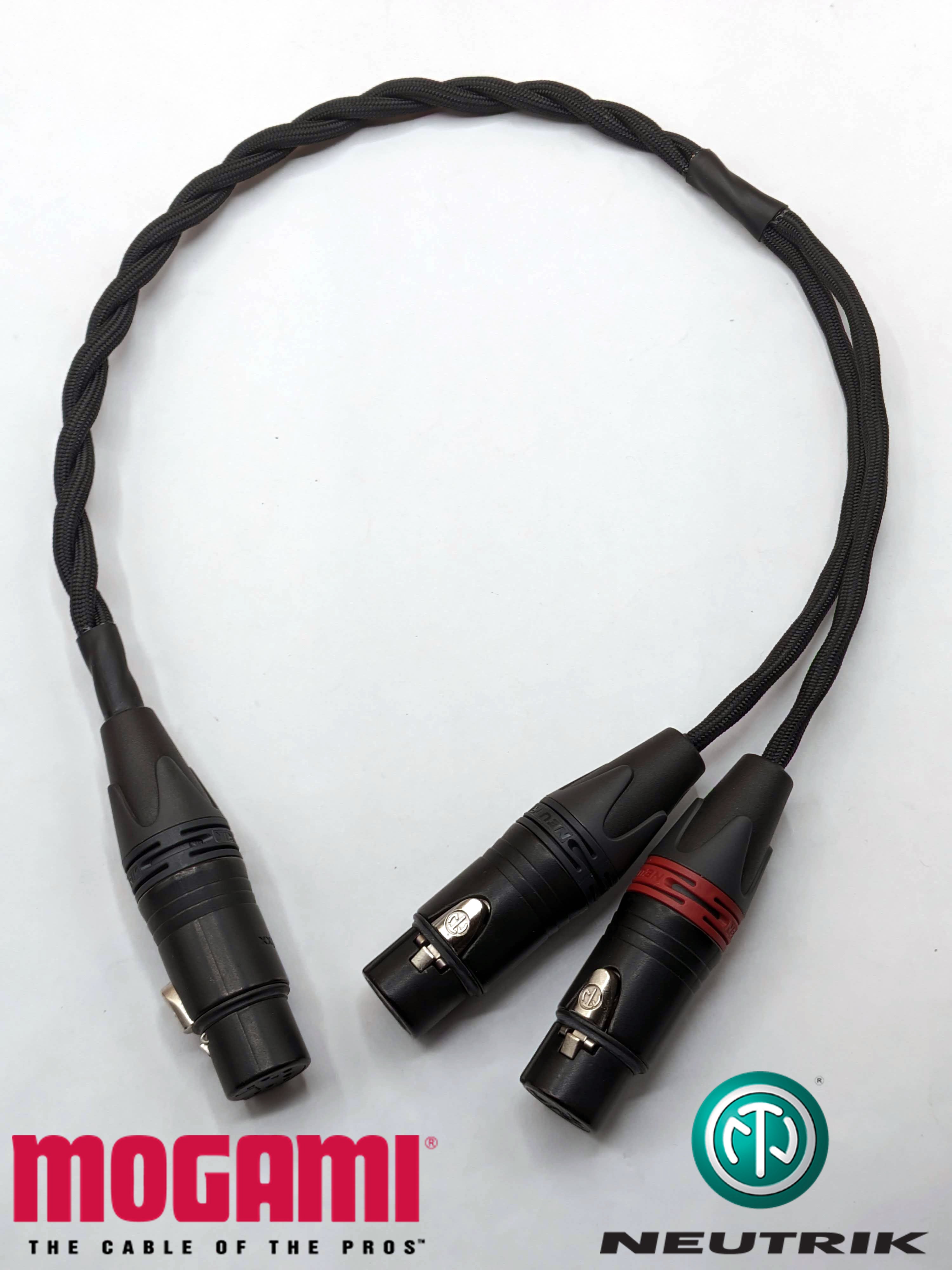 Adaptor Cable - Female 4 Pin XLR to Dual Female 3 Pin XLR - Mogami 22AWG