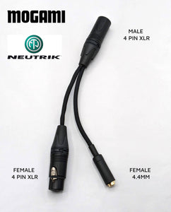 Adaptor Cable - Male 4 Pin XLR to Female 4 Pin XLR and Female 4.4mm - Mogami