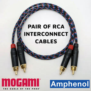 Pair of RCA Patch Cables Male to Male - Mogami Cable / Amphenol Connectors