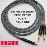 Load image into Gallery viewer, Sennheiser DROP EPOS PC38X / PC37X / GAME ONE Spiral Twin Headphone Cable w/Dual 3.5mm - Mogami 26AWG
