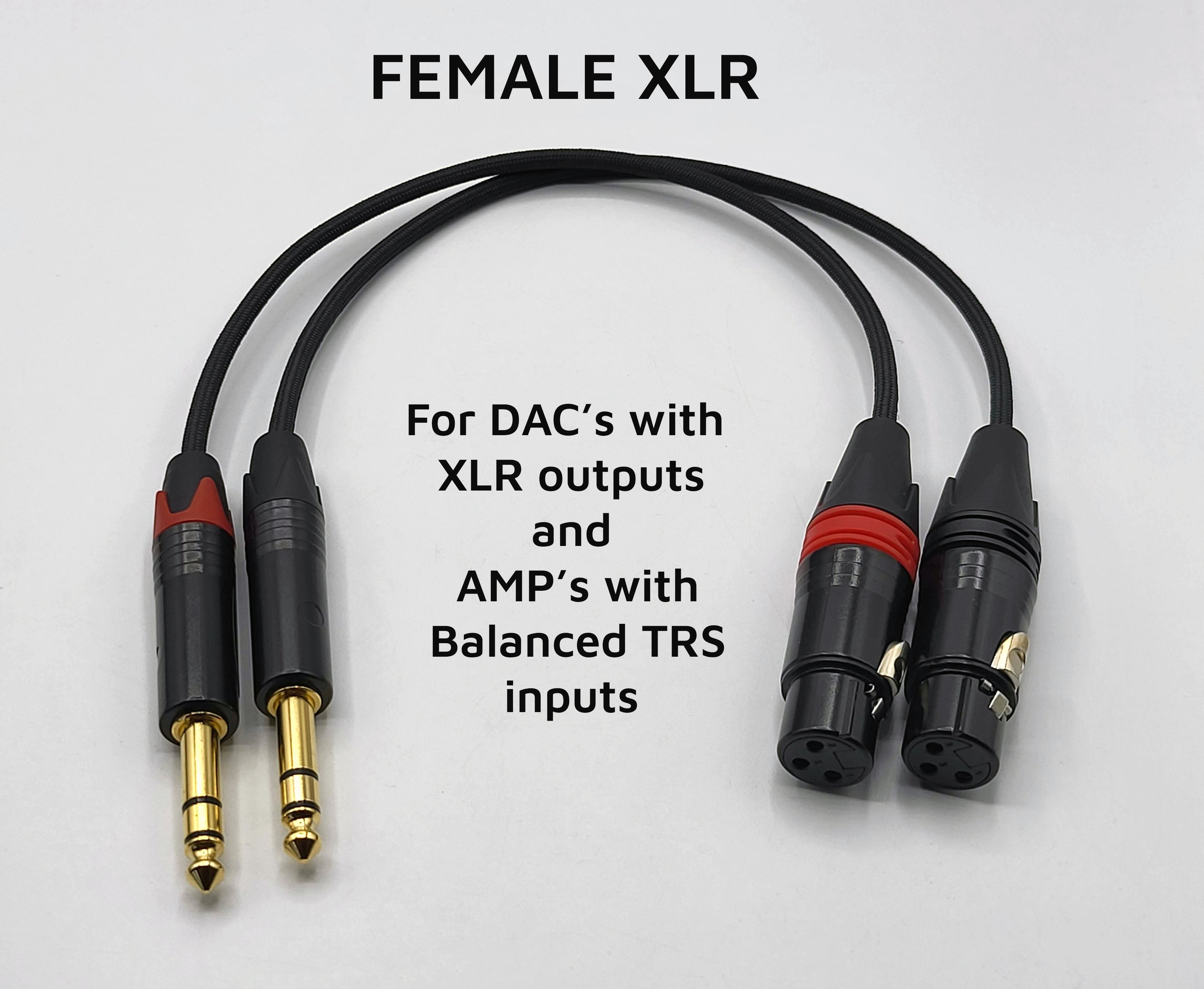 Pair of Balanced TRS to 3 Pin XLR Cables - Male XLR (D10 DAC) or Female XLR (JDS Labs El Amp II+ Balanced)